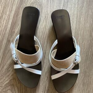 Hermès Canvas & Leather Slide Sandals – Size 36